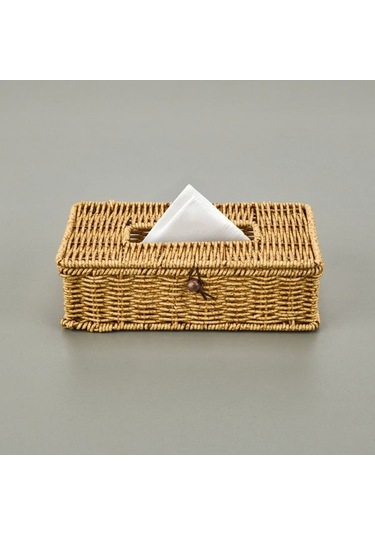 Mien Rattan Dikdörtgen Peçetelik - Açık Kahverengi Açık Kahverengi