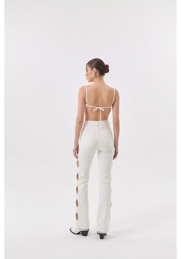 Holly Lolly Cutout Jean Pantolon Beyaz