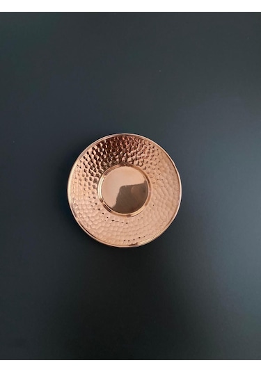 6'lı Dövme Desenli Bakır Çay Tabağı Bakır