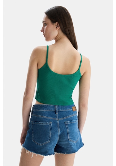 Ucla Rhodes Yeşil Askılı Nakışlı Kadın Crop Yeşil