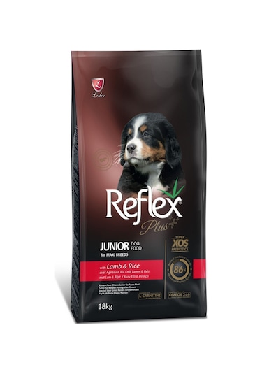 Reflex Plus Junior Kuzu Etli ve Pirinçli Büyük Irk Yavru Köpek Maması 18 KG
