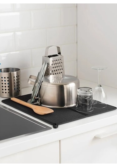 Gri Bulaşık Kurutma Örtüsü Nanofiber Bulaşık Matı Kurulama Bezi Ultra Emici Bulaşık Örtüsü