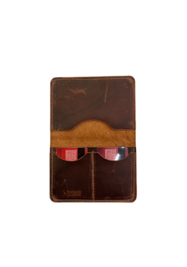 Gerçek Deri El Yapımı Crazy Deri Doğal Desenli Pasaport Kılıfı Camel