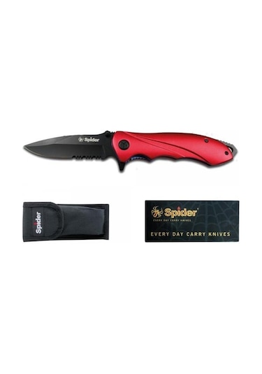 Spider Paslanmaz Bel Klipsli Çakı E417-9red Kırmızı - Siyah