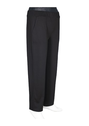 Hesna Kadın Bella Battal Beden Çimalı Yan Cepli Siyah Pantolon Siyah