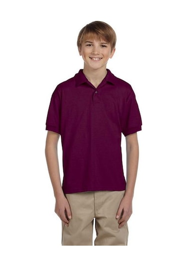 Tezzgelsin Erkek Çocuk Polo Yaka Kısa Kol Okul T-shirt Bordo