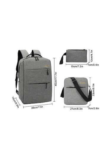 Novahub Çok Amaçlı Oxford Sırt Çantası, Omuz Çantası Ve El Çantası Seti - Açık Gri Renkler Açık Gri Açık Gri