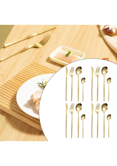 Suntek Mutfak Çatal Bıçak Takımı Çok Altın-16-adet