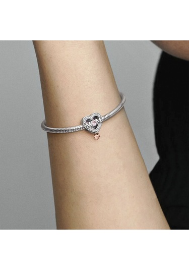 Nur Silver İki Renkli Kafes İşi Mum Ve Kalp Gümüş Charm Nur-ch00007 Çok Renkli