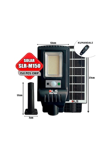 150 Ledli Güneş Enerjili Solar Bahçe Çevre Sokak Lambası Dls