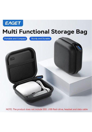 Taşınabilir Saklama Çantası Dijital Saklama Çantası Eva+600d Oxford Kumaş Kablosuz Kulaklık Telefon Sd Kart İçin Siyah