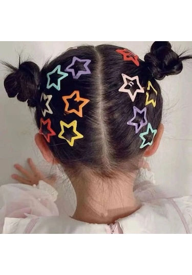 Renkli Yildizli Çıtçıtlı Toka Seti 12 Adet Çok Renkli