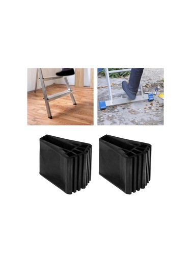 Homyl 2x Merdiven Ayak Örtüsü Kaymaz Teleskopik Siyah