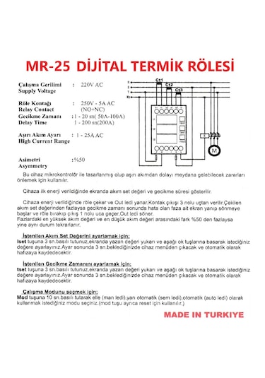 Metess - Mr-25 Dijital Termik Rölesi