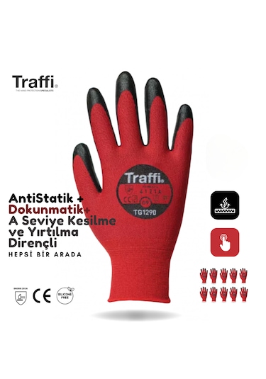 10 Çift Tg1290 Dokunmatik,antistatik A Seviye Direnç İş Eldiveni
