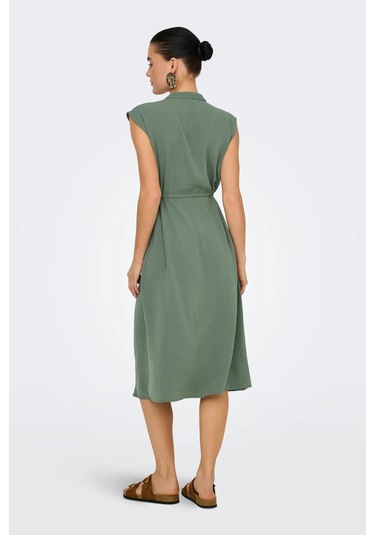 Jdy Kadın Jdydıvya Belden Bağlamalı Midi Elbise 15350728 Yeşil Yeşil