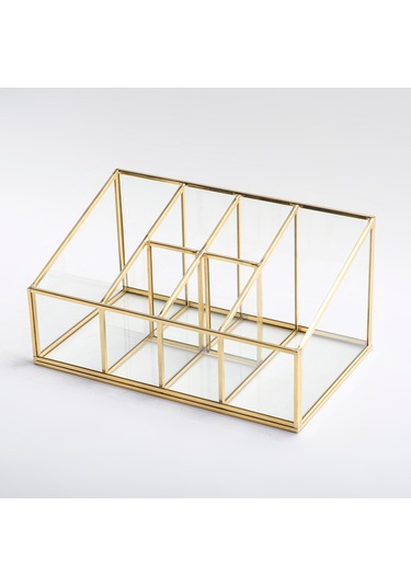 6 Bölmeli Cam Organizer Pirinç & Gold