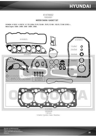 OTO CONTA 41470002 MOTOR TAKIM CONTA H100 TD / L200 L300 TD 4DBA