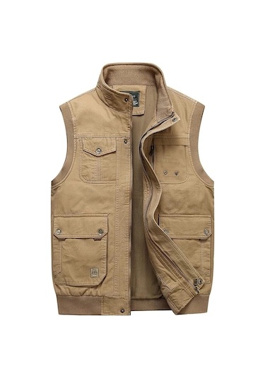 Yucama Yazlık Cepli Erkek Yelek - Bej