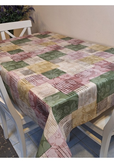 Elyaflı Pvc Muşamba - Desenli Silinebilir Masa Örtüsü Yeşil Fnt1246 Yeşil
