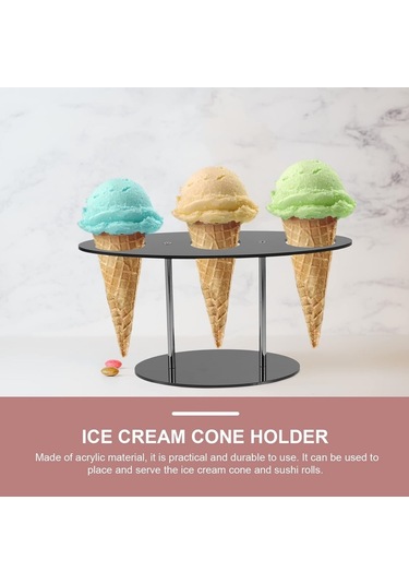 Cbtx Yx035 Akrilik Dondurma Külahı Rafı Dondurma Standı Siyah