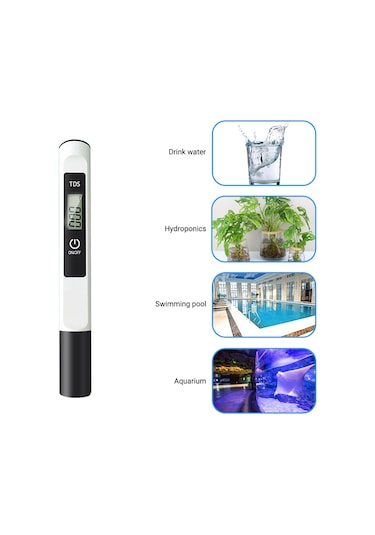 Kosona Beyaz Dijital Tds Su Test Cihazı - 0-9990 Ppm Aralığı, Hassas Prob, Doğruluk 2%, Pil Yok Tds-m3 Beyaz