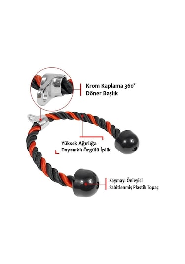 Xtreme Fitness Triceps Halatı Kırmızı Siyah Kırmızı - Siyah