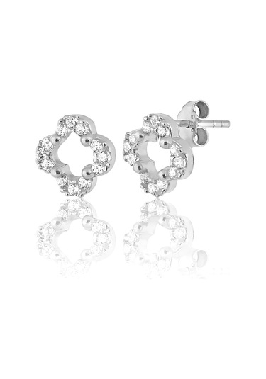 Zanaatsilver 925 Ayar Gümüş Rodyum Kaplama Yonca Modeli Minimal Küpe