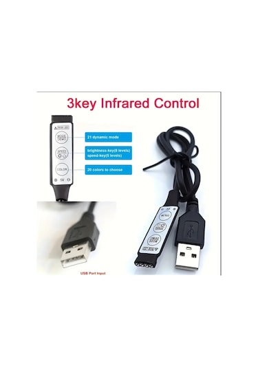 5 Metre Usb Rgb Telefon Kontrollü Mutfak Dolabı Tv Arkası Animasyonlu Şerit Led Parti Amber - Beyaz - Mavi