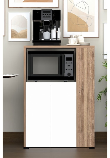 Yel Çok Amaçlı Dolap, Kahve Köşesi, Kiler Dolabı, Mutfak Erzak Dolabı, Mini Mutfak Dolabı, Kitaplık Kahverengi