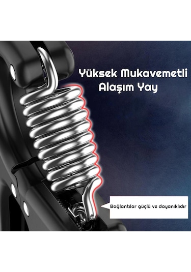 Exeo Sertlik Ayarlanabilir 5-60 KG Direnç Sayaçlı El Egzersiz Yayı Siyah