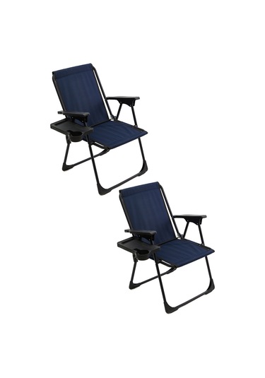 Natura 2 Adet Kamp Sandalyesi Bardaklıklı - Lacivert