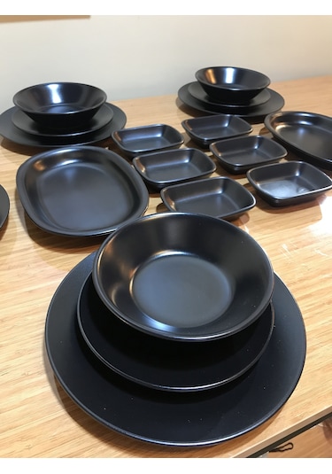 Keramika Mat Siyah 32 Parça 6 Kişilik Yemek Kahvaltı Takımı