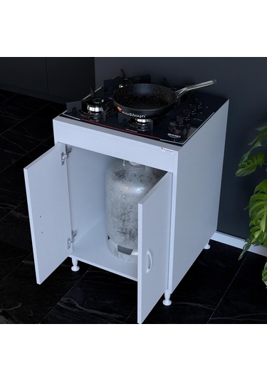 Modilayn Elit 59.6 x 85 x 56 Cm Gömme Set Ocak 2 Kapaklı Geniş Tüp Koyma Yeri Hazır Mutfak Dolabı
