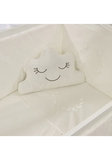 Meltem Kids Kral Sallanır Ahşap Anne Yanı Beşik 60x120 cm (beyaz-motto ekru) Ekru