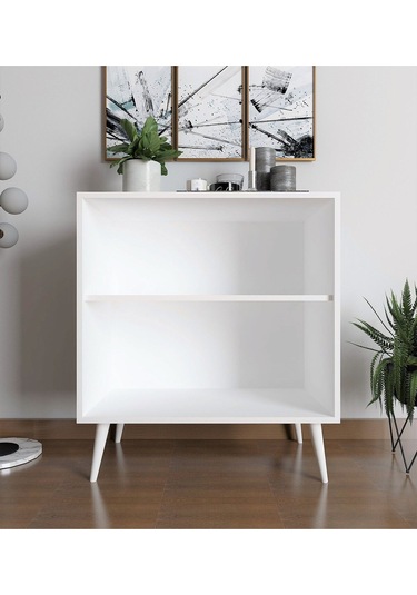 Floradesign Novo Çok Amaçlı Dolap / Kapaklı Raflı Dolap /meşe - Beyaz Meşe - Beyaz