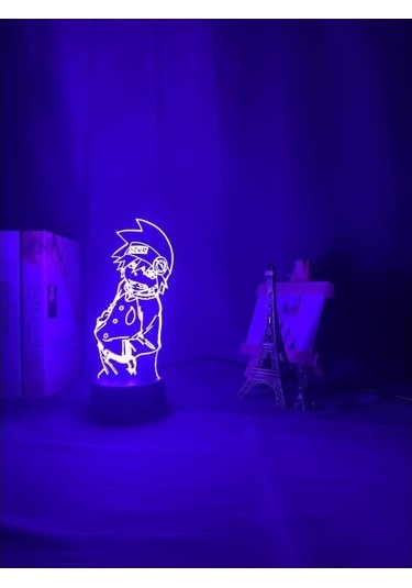 Goldenqian Soul Eater Anime 3d Boy Için Gece Lambası 16 Renkler Kız Odası Dekor Illusion Led Lamba Usb Manga Maka Albarn Şekil Uygun Çocuklar Fanlar Noel Hediyeleri 7lp3p3 Siyah