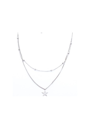 Ferizz 925 Ayar Dorika Toplu Çift Zincir Yıldızlı Gümüş Kolye