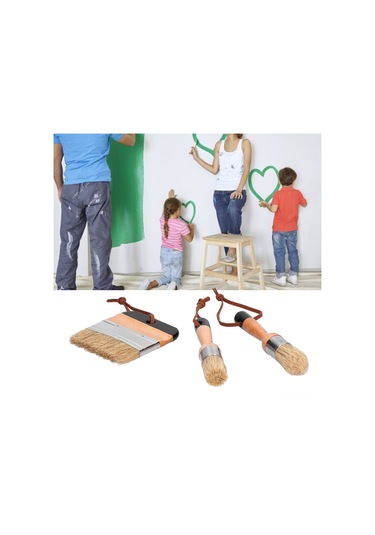 Xindoker Üçlü Ahşap Saplı Sahte Tüy Boya Fırçaları - Ergonomik Tutuş, Ev Dekorasyonu, Varnish Ve Akrilik Uyumlu