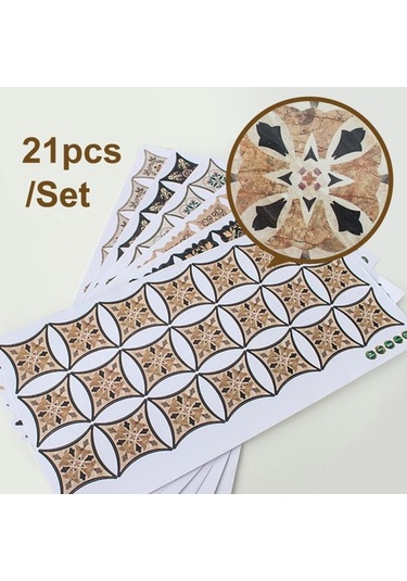 Pazly Zemin Yapışkanlı Su Sticker Seramik Mutfak Kendinden Karo İçin Geçirmez Duvar Desen Dekoru, Çapraz Adet 8x8cm 21 & - Zb