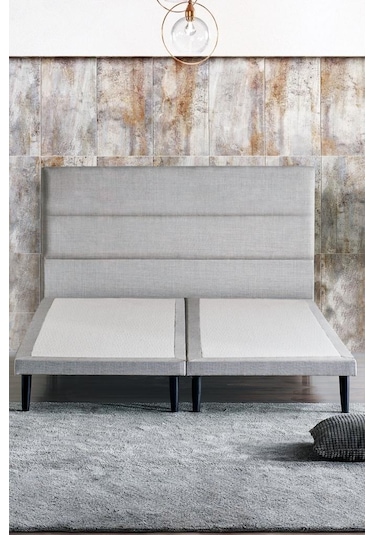 Niron Slim Baza Ve Başlık Takımı - 140x200 Çift Kişilik Kumaş Kaplı Metal Karyola Ve Başlık Seti