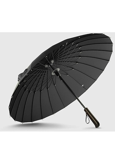 Shanshan Güçlü Rüzgar Geçirmez Uzun Saplı Erkek Şemsiye - Siyah
