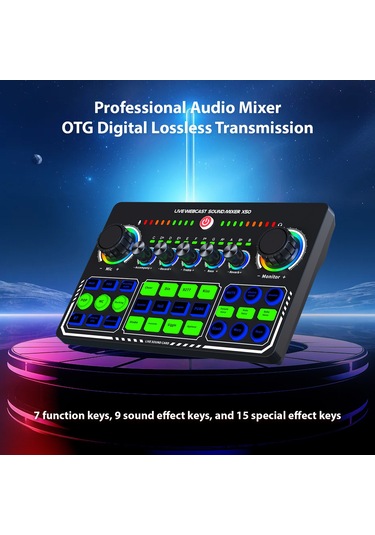 Hfambition X50 Siyah Canlı Yayın Ses Kartı - Telefon Bilgisayar Uyumlu, Otg Dijital Kayıpsız Aktarım, Şarkı İçin Optimal Performans 10.1"