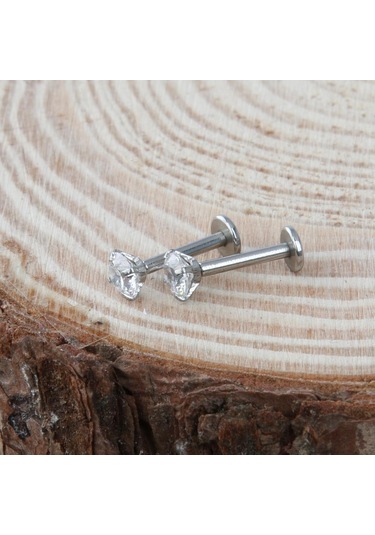 Suntek 2x Kristal Rhinestone Burun Yüzük Kemik Damızlık Gümüş