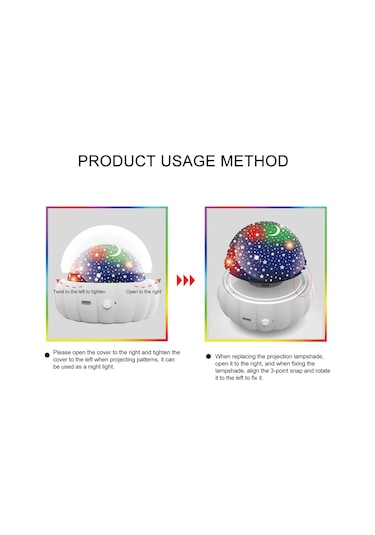 Yunboo Mavi Dinozor Kapaklı Bebek Yıldız Işığı - Usb Şarjlı 360 Döner Gece Projektörü Diğer