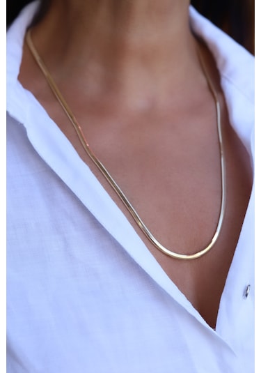 Yenigün Kuyumculuk 14 Ayar Altın İtalyan Balık Sırtı Zincir 3 Mm Kly14893