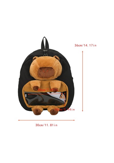 Homyl Capybara Sırt Çantası Doldurulmuş Hayvan Tatil Siyah