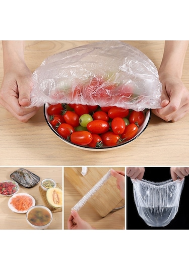 100 Adet Lastikli Tazeliği Koruyan Tencere Ve Tabak Bonesi Esnek Strech Kapak Şeffaf