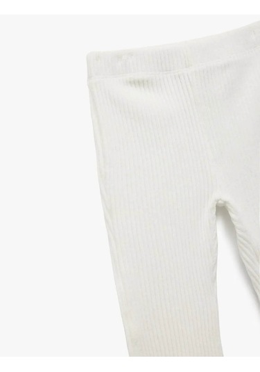 Koton Pamuklu Beli Lastikli Basic Kadife İspanyol Paça Ekru Kız Bebek Tayt 6wmg40009ak Ekru