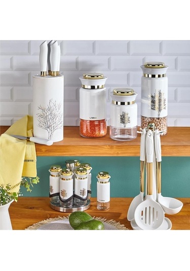 N3483 Çınar Naturel 6 Lı Silindir Bıçak Seti Beyaz